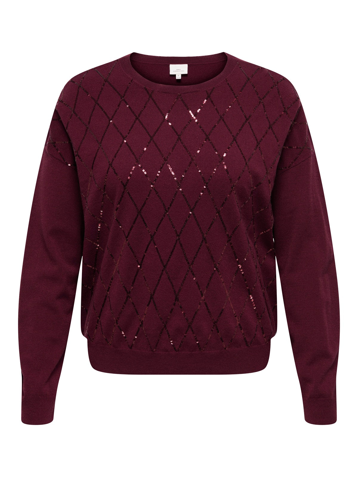 ONLY CARMAKOMA  CARHALIFAX LS SEQUINS PULLOVER KNT ROOD