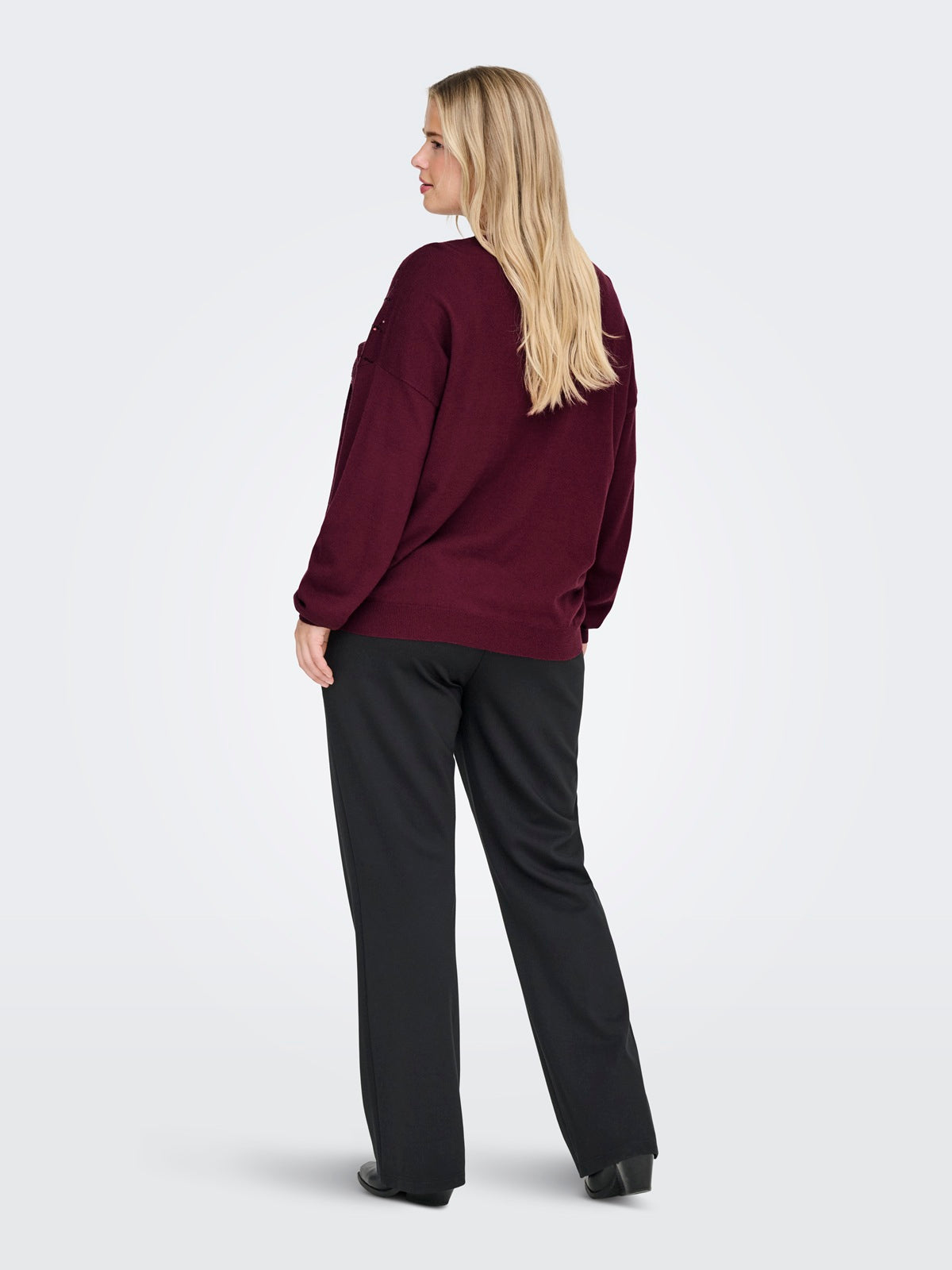 ONLY CARMAKOMA  CARHALIFAX LS SEQUINS PULLOVER KNT ROOD