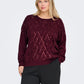 ONLY CARMAKOMA  CARHALIFAX LS SEQUINS PULLOVER KNT ROOD