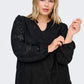 ONLY CARMAKOMA  CARLUZIA L/S V-NECK BLOUSE JRS ZWART
