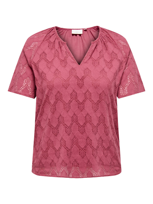 ONLY CARMAKOMA  CARCLEANOR SS V-NECK TOP WVN