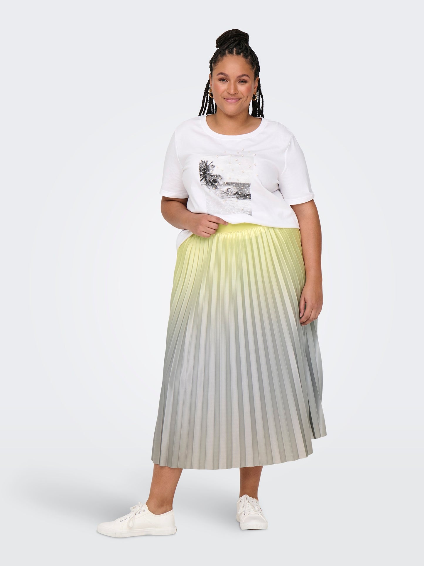 ONLY CARMAKOMA  CARPETAL LIFE MIDI PLISSE SKIRT JRS