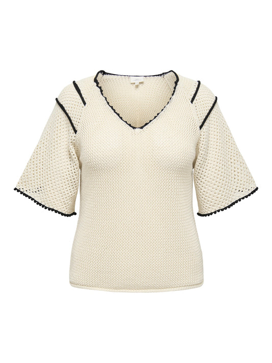 ONLY CARMAKOMA  CARLUCIE LIFE SS V-NECK TOP KNT