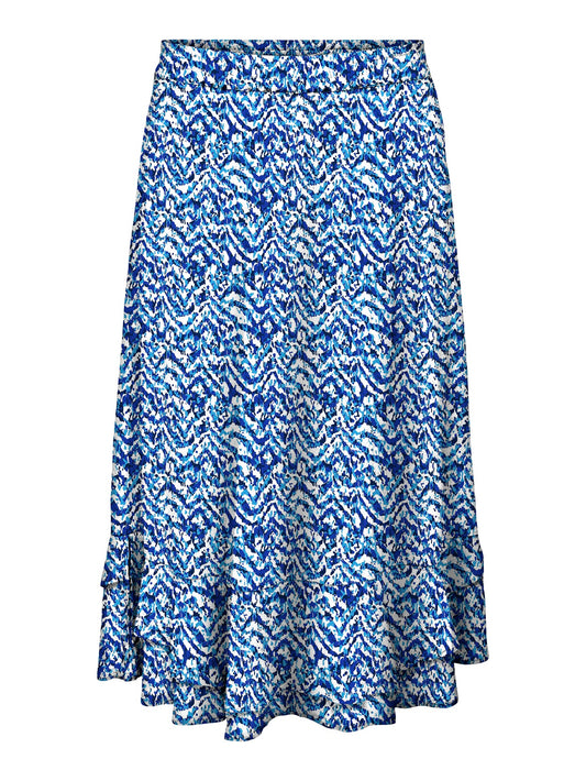 ONLY CARMAKOMA  CARSONYALI LIFE MID CALF SKIRT AOP BLAUW