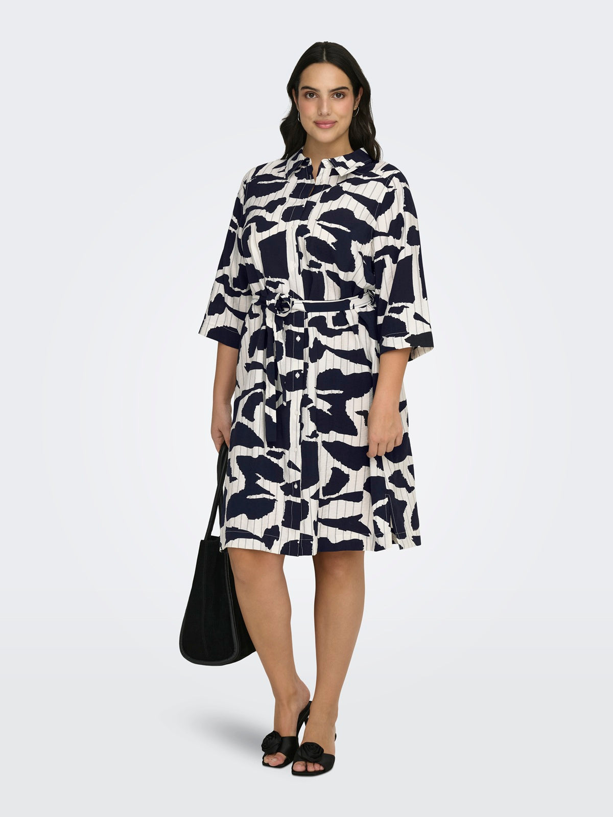 ONLY CARMAKOMA  CARMISIA 3/4 BLK SHIRT DRESS WVN