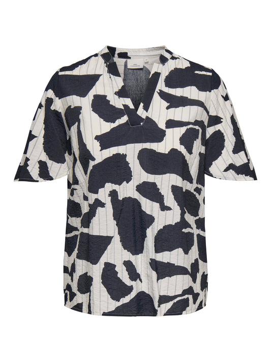 ONLY CARMAKOMA CARMISIA 2/4 V-NECK TOP AOP