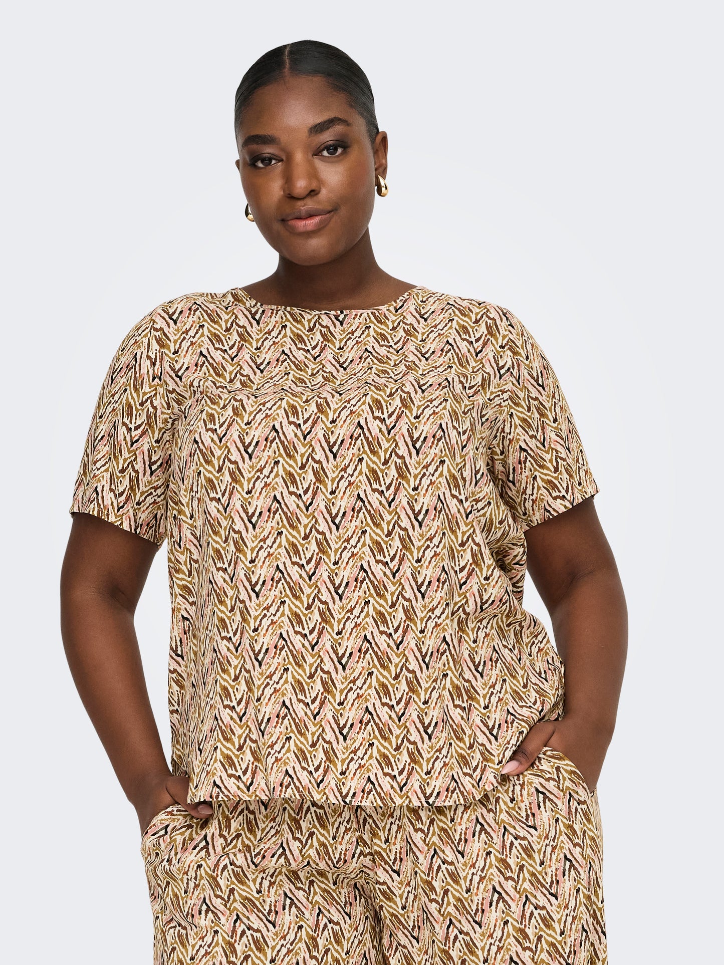 ONLY CARMAKOMA  CARNOVA BECH LIFE SS TOP AOP