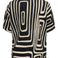 ONLY CARMAKOMA  CARRAVENNA S/S PLISSE AOP TOP ZWART/WIT