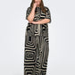 ONLY CARMAKOMA  CARRAVENNA S/S PLISSE AOP TOP ZWART/WIT