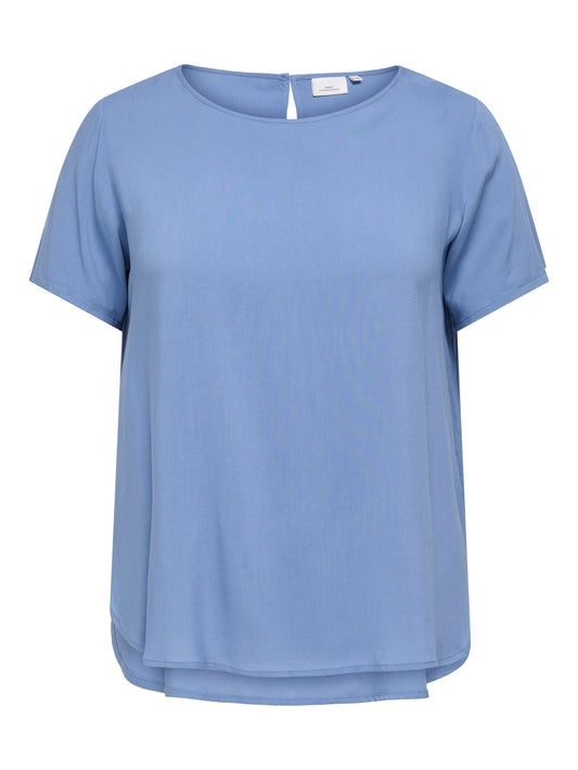 ONLY CARMAKOMA CARVICO LIFE S/S TOP VIS WVN BLAUW