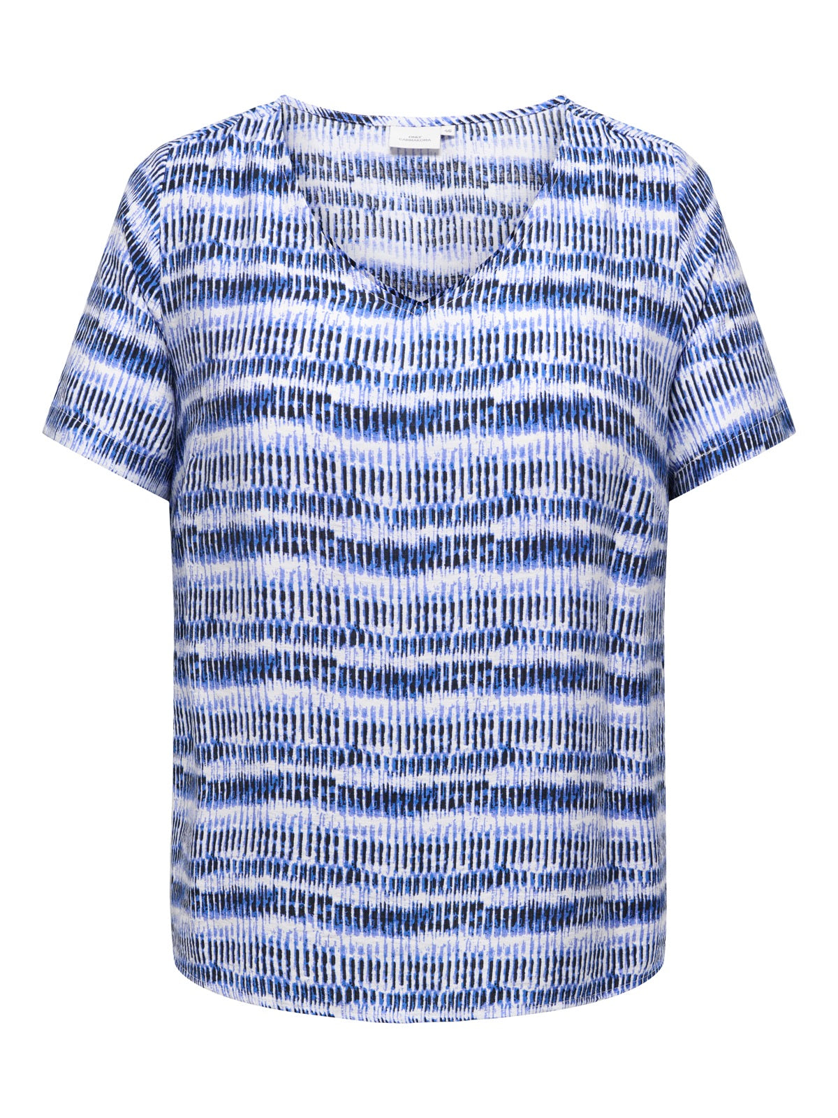 ONLY CARMAKOMA  CARHAVANA SS V-NECK TOP AOP BLAUW