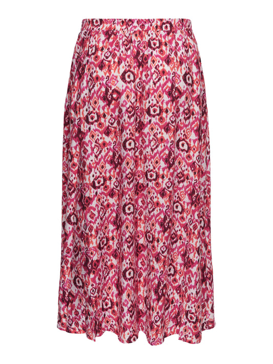 ONLY CARMAKOMA  CARHAVANA CALF SKIRT AOP ROODPRINT