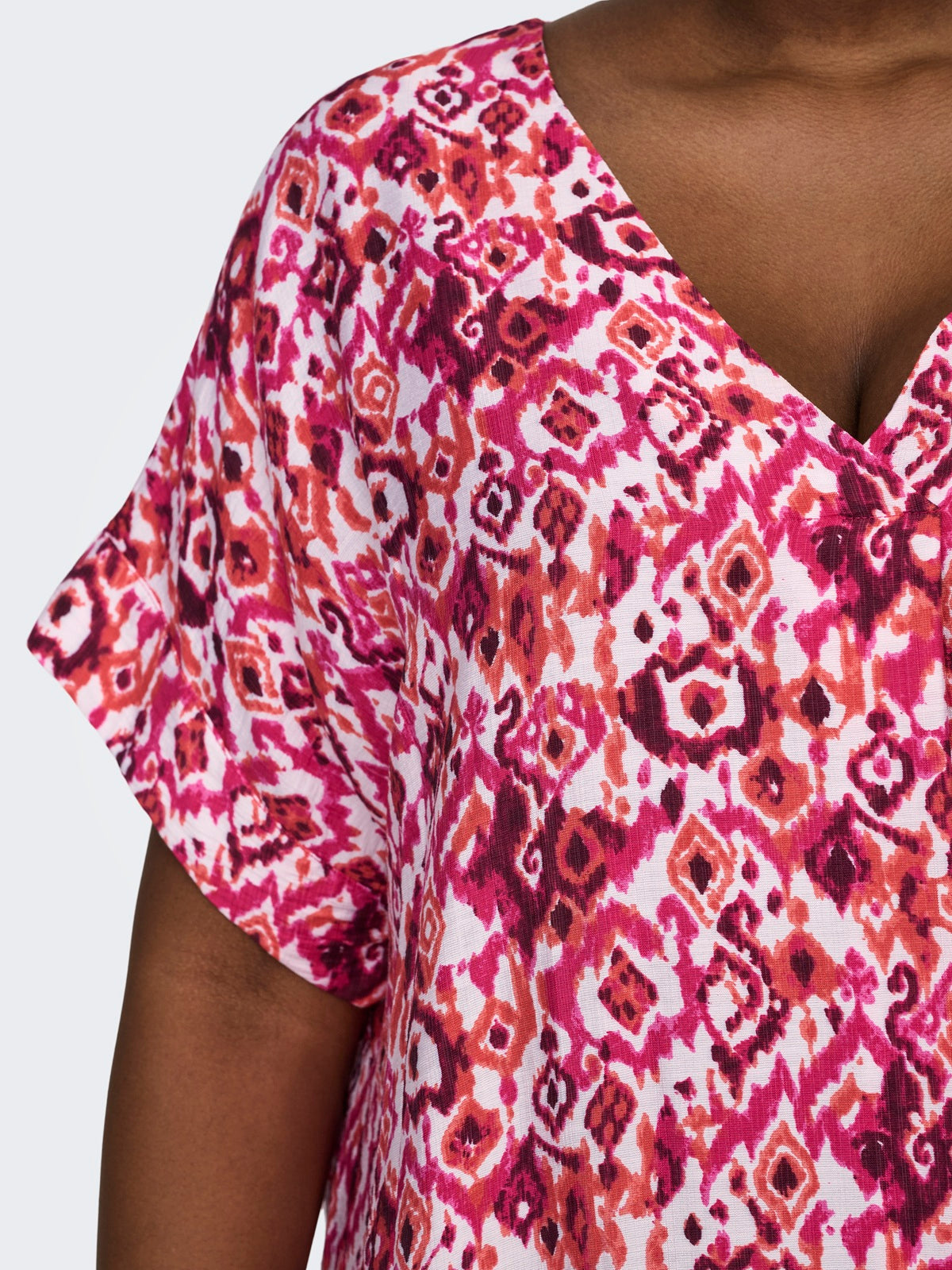 ONLY CARMAKOMA CARHAVANA IN ONE V-NECK DRESS ROODPRINT