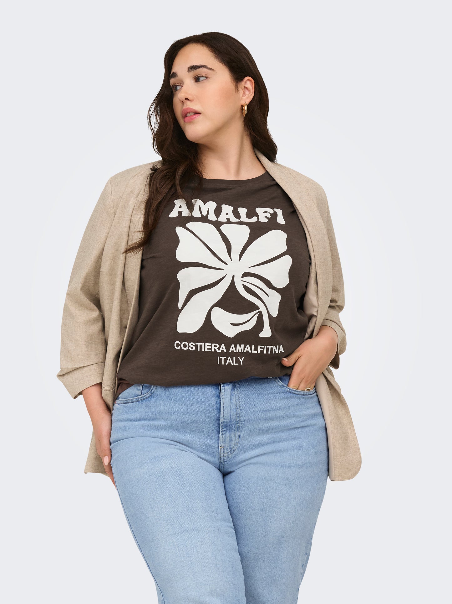 ONLY CARMAKOMA  CARESMA SS O-NECK JEANS FIT TEE JRS