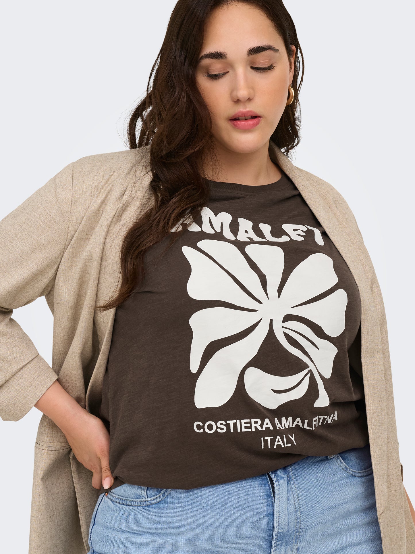 ONLY CARMAKOMA  CARESMA SS O-NECK JEANS FIT TEE JRS