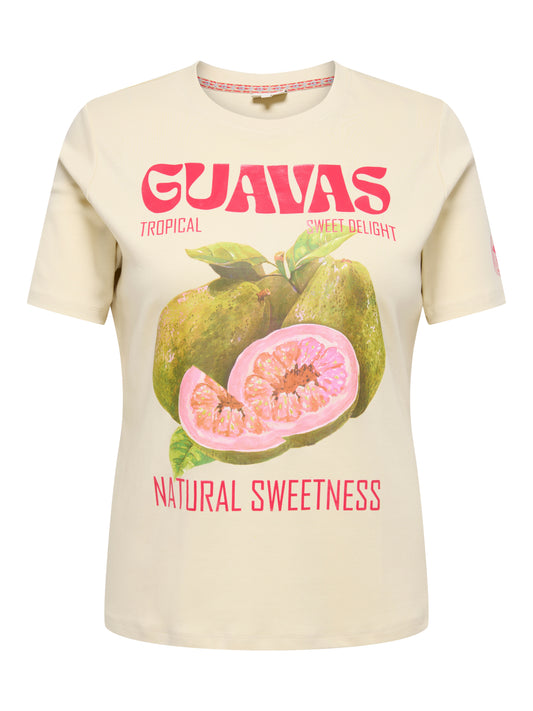 ONLY CARMAKOMA CARJENNY SS PRINT JEANS TEE JRS CREME