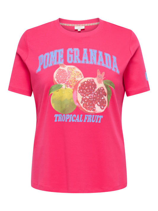 ONLY CARMAKOMA CARJENNY SS PRINT JEANS TEE JRS  Raspberry