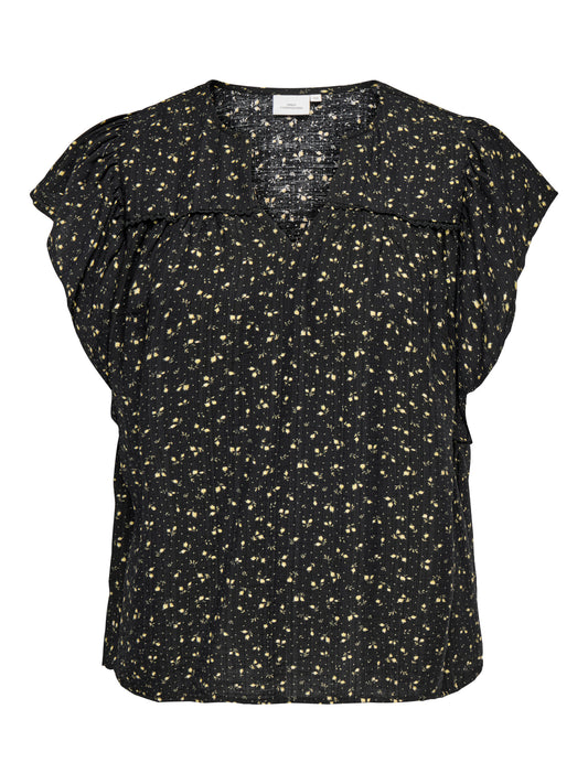 ONLY CARMAKOMA CARALBERTHE S/S V-NECK TOP AOP