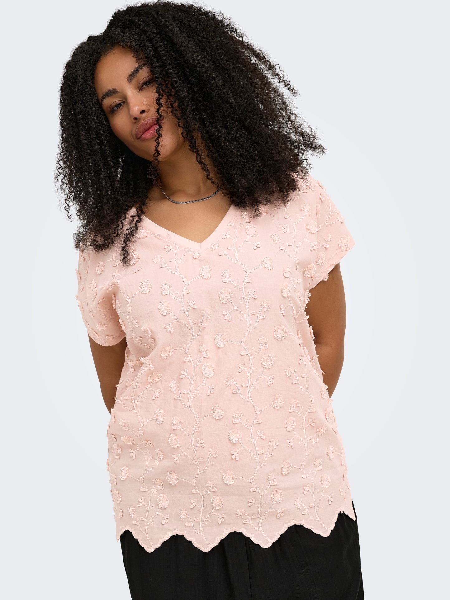 ONLY CARMAKOMA  CARLULU S/S V-NECK TOP BOX JRS