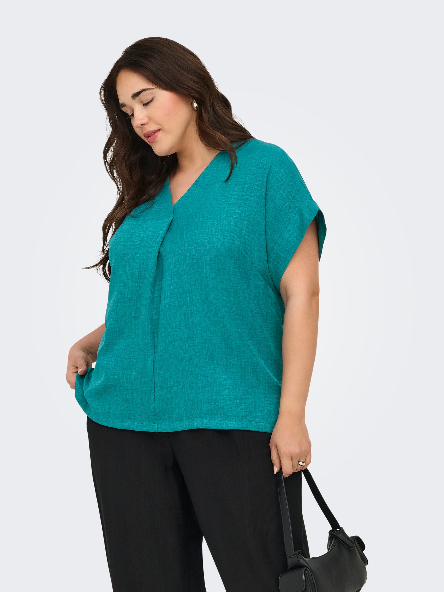 ONLY CARMAKOMA  CARBAY S/S V-NECK TOP WVN