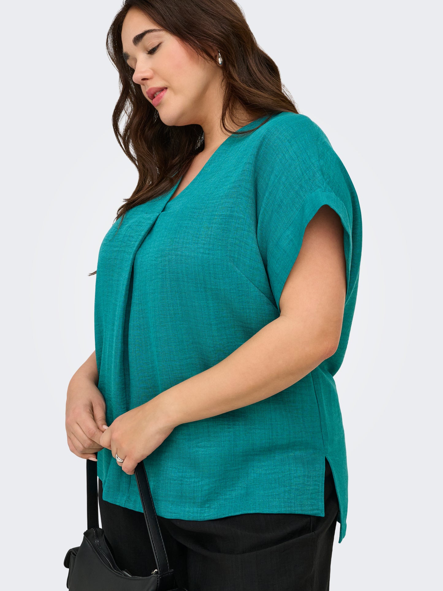 ONLY CARMAKOMA  CARBAY S/S V-NECK TOP WVN