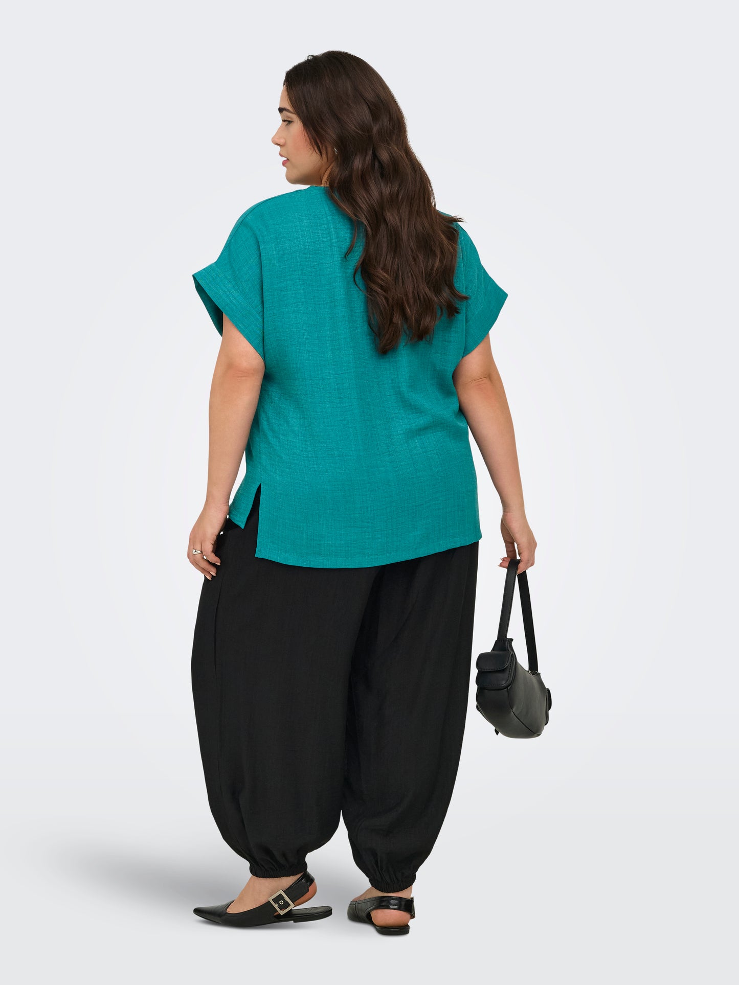 ONLY CARMAKOMA  CARBAY S/S V-NECK TOP WVN
