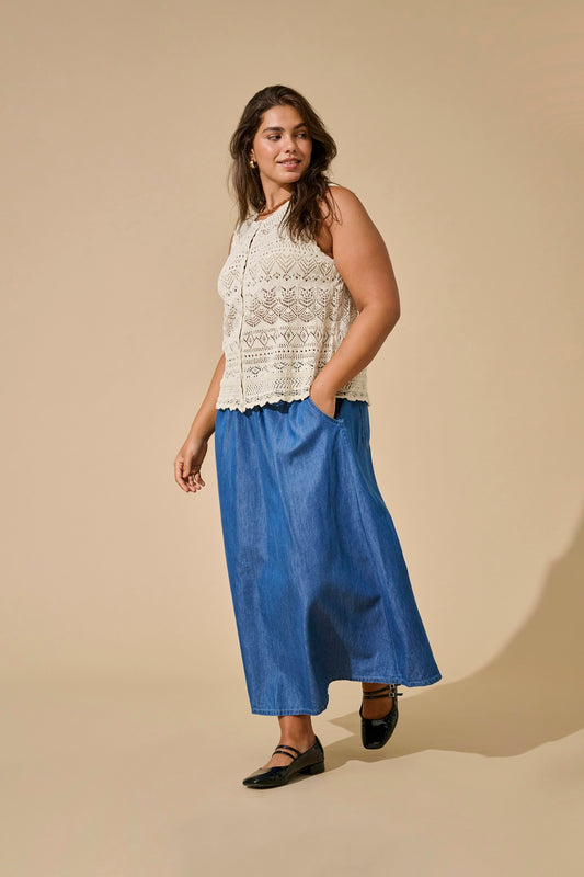 ONLY CARMAKOMA  CARBEA LONG SKIRT DNM GUA