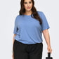 ONLY CARMAKOMA  CARCORAL S/S V-NECK TEE JRS BLAUW