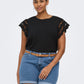 ONLY CARMAKOMA CARMACY S/S O-NECK MIX TOP JRS ZWART
