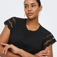 ONLY CARMAKOMA CARMACY S/S O-NECK MIX TOP JRS ZWART