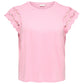 ONLY CARMAKOMA CARMACY S/S O-NECK MIX TOP JRS ROSE
