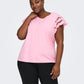 ONLY CARMAKOMA CARMACY S/S O-NECK MIX TOP JRS ROSE