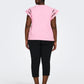 ONLY CARMAKOMA CARMACY S/S O-NECK MIX TOP JRS ROSE