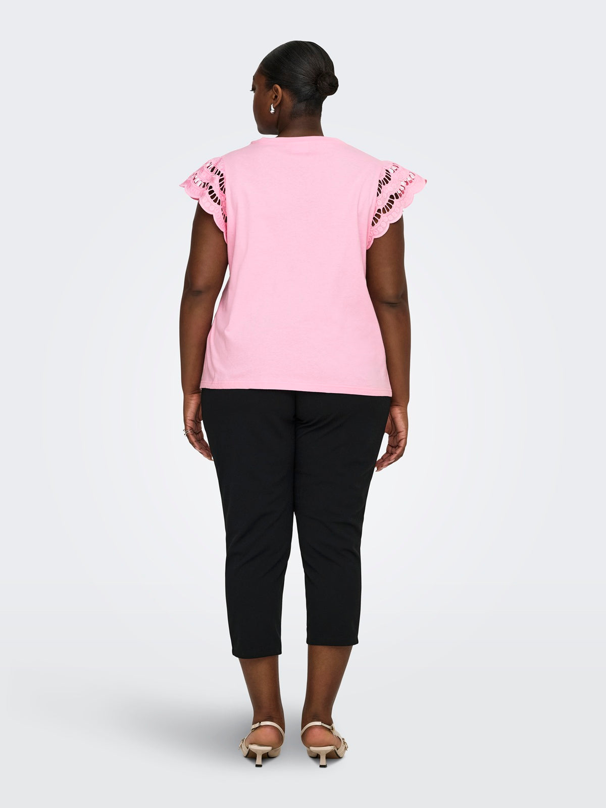 ONLY CARMAKOMA CARMACY S/S O-NECK MIX TOP JRS ROSE