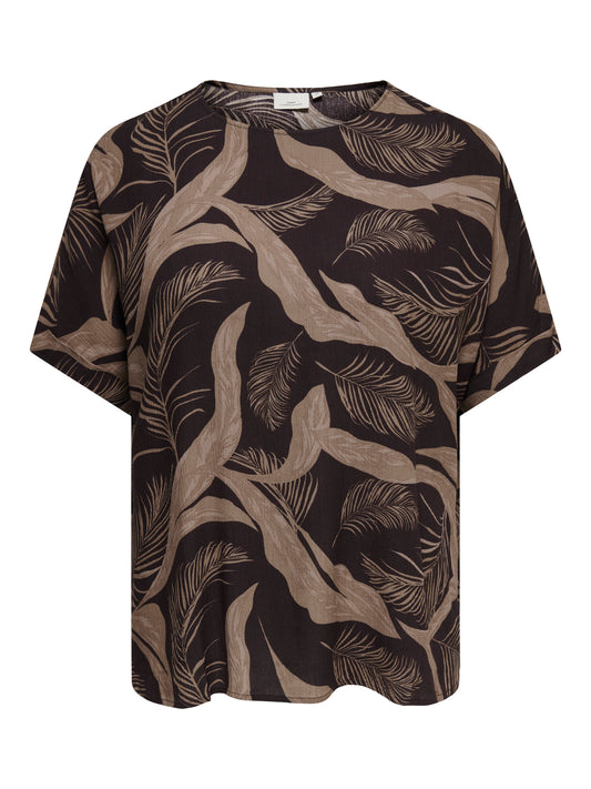 ONLY CARMAKOMA  CARVILMA S/S BOATNECK TOP AOP