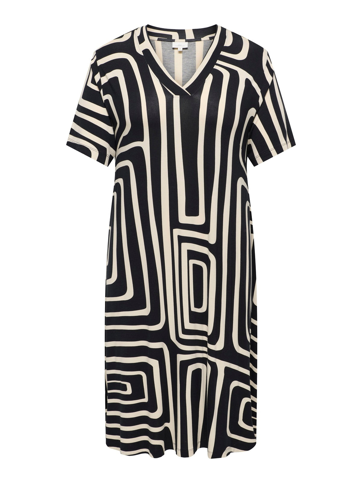 ONLY CARMAKOMA  CARFYRLA S/S V-NECK BLK AOP DRESS NOOS
