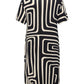 ONLY CARMAKOMA  CARFYRLA S/S V-NECK BLK AOP DRESS NOOS