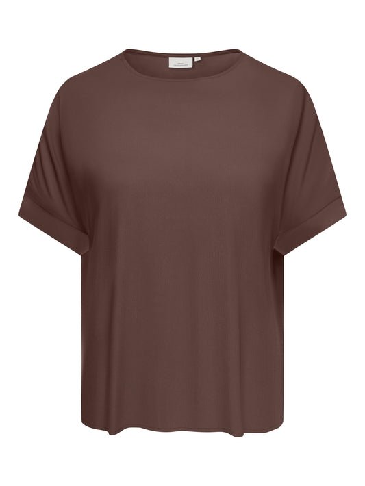 ONLY CARMAKOMA  CARVILMA S/S BOATNECK TOP AOP BRUIN