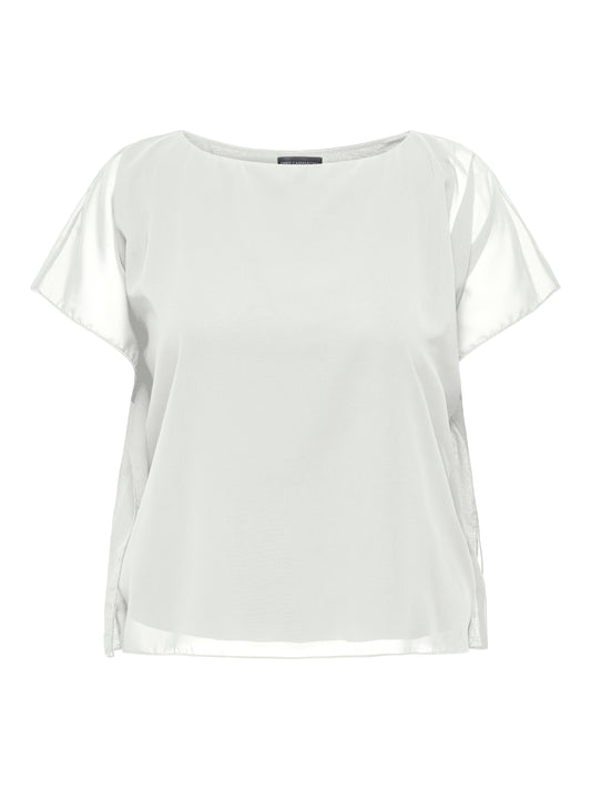 ONLY CARMAKOMA  CARCOKO S/S O-NECK TOP WVN WIT