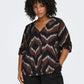 ONLY CARMAKOMA  CARCAMILLE 3/4 V-NECK SHIRT AOP