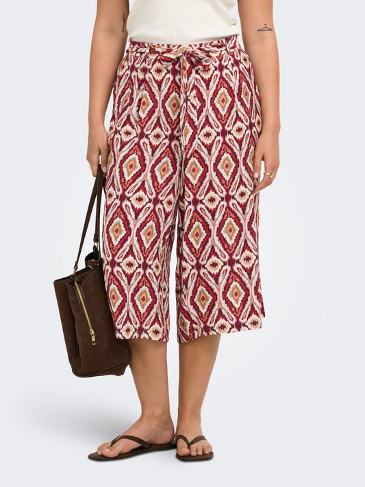 ONLY CARMAKOMA  CARMIKASI CULOTTE BELT PANTS AOP