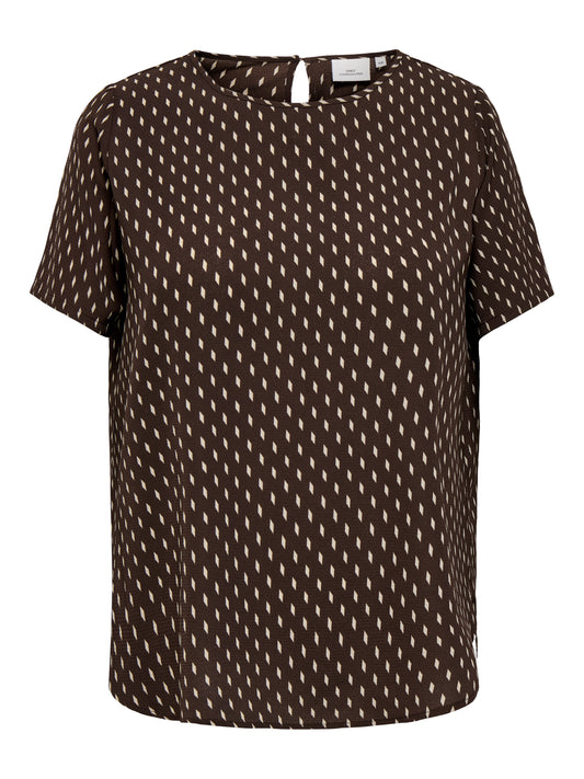 Only Carmakoma  CARVICA LIFE SS TOP WVN NOOS COFFEE BEAN/CRAZY SQUA