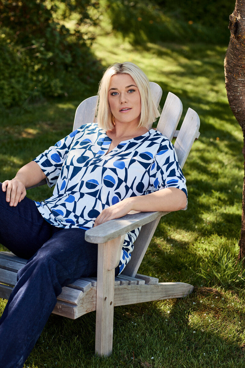 Ciso top cirkel wit blauw