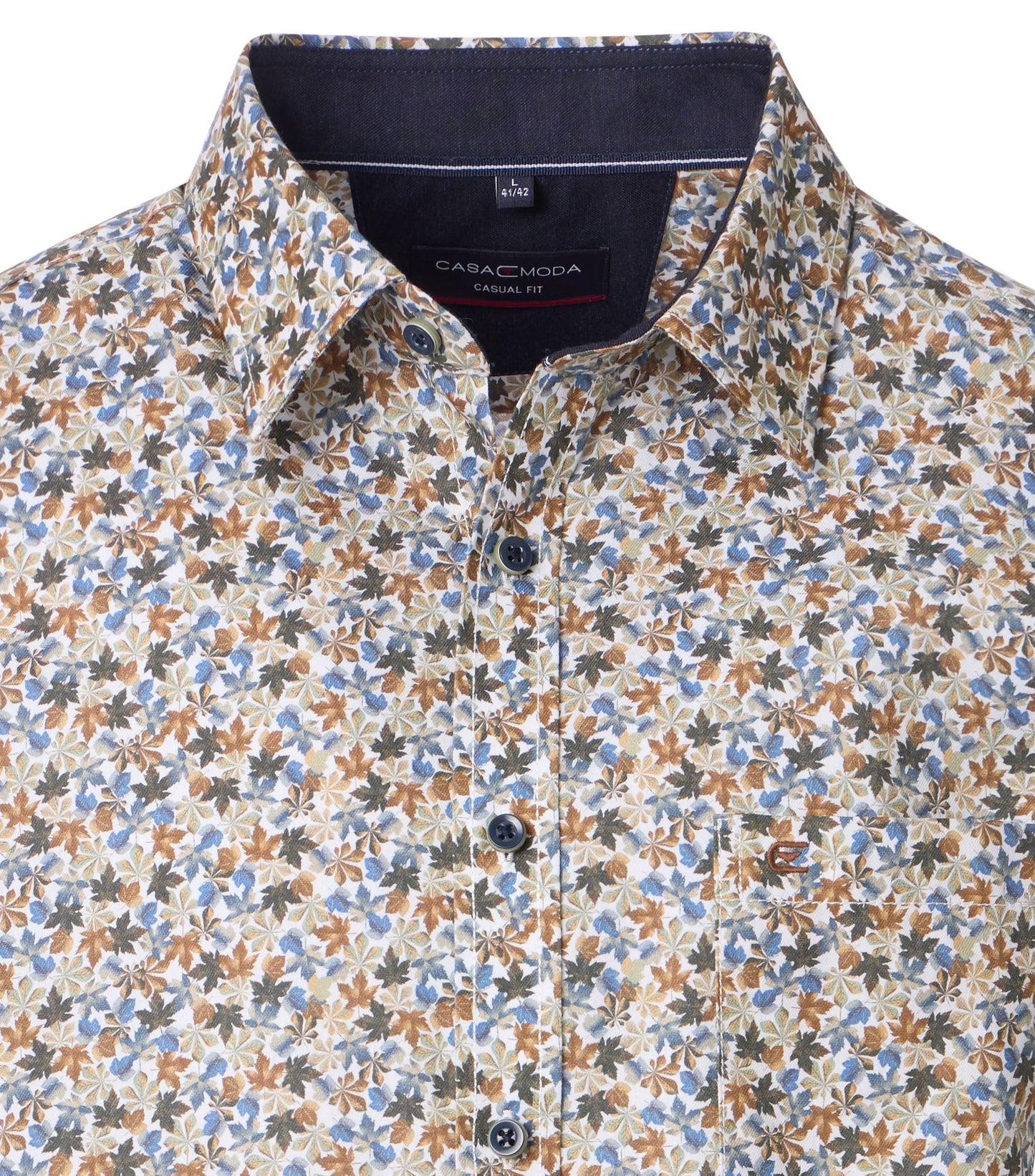 Casa Moda leisure shirt 1/1 sleeve kent print blue