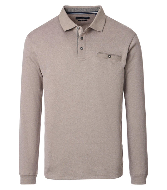 Casa Moda patterned polo shirt 1/1 sleeve plaza taupe