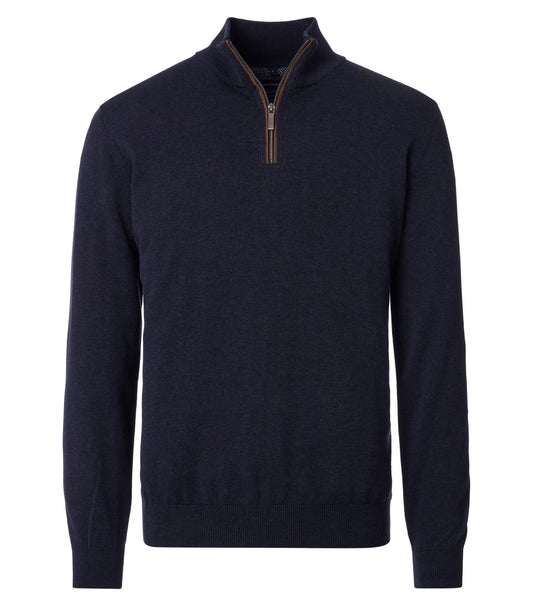 Casa Moda zip pullover troyer plain sky captain