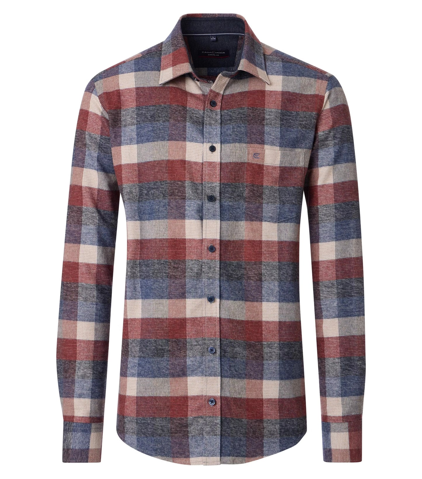 Casa Moda overhemd blok rood blauw