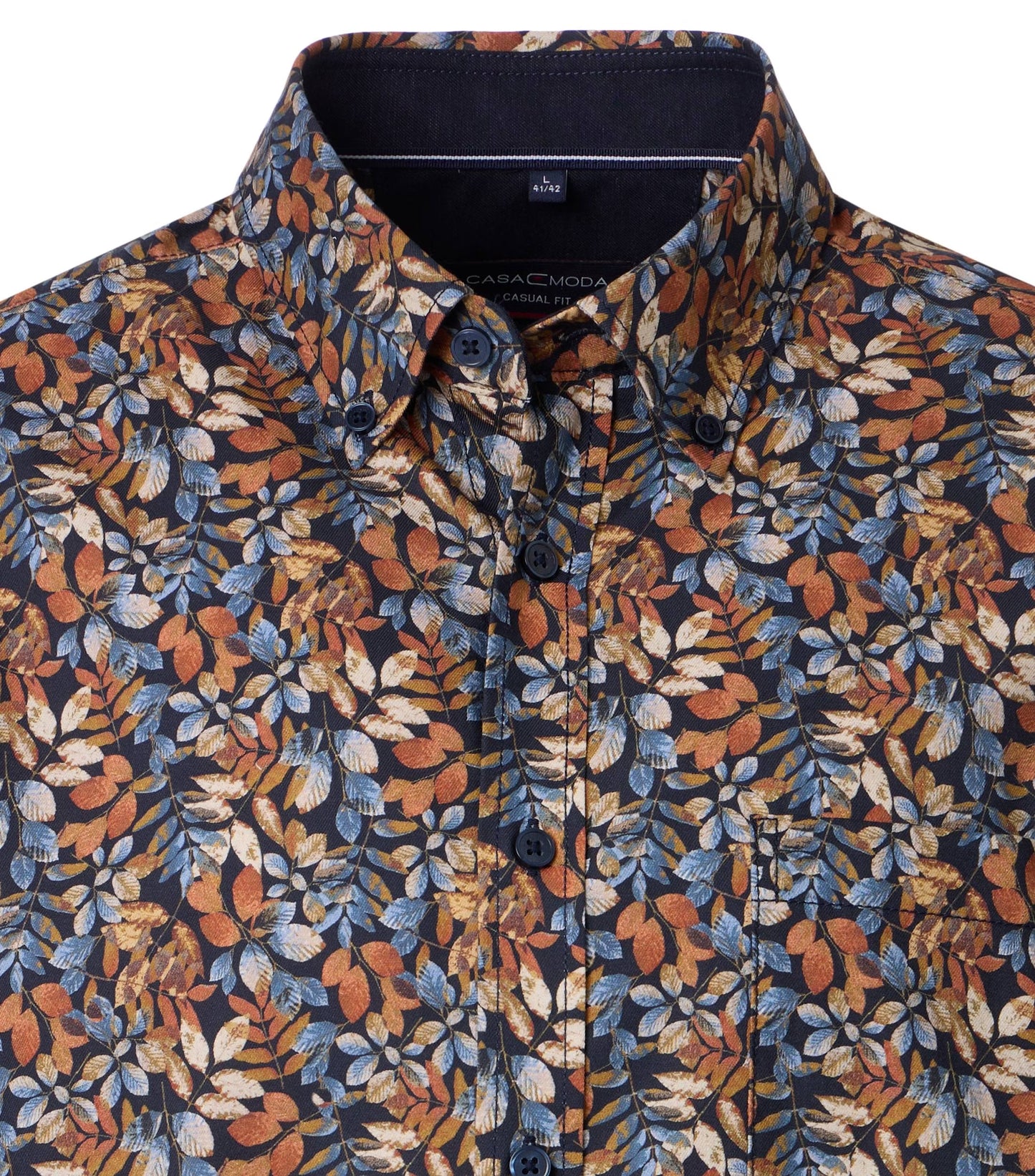 Casa Moda overhemd bladmotief mixed orange
