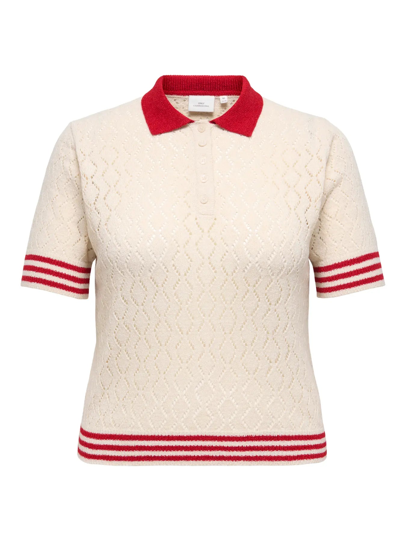 ONLY CARMAKOMA  CARSUNNY SS POINTELLE POLO KNT  BIRCH