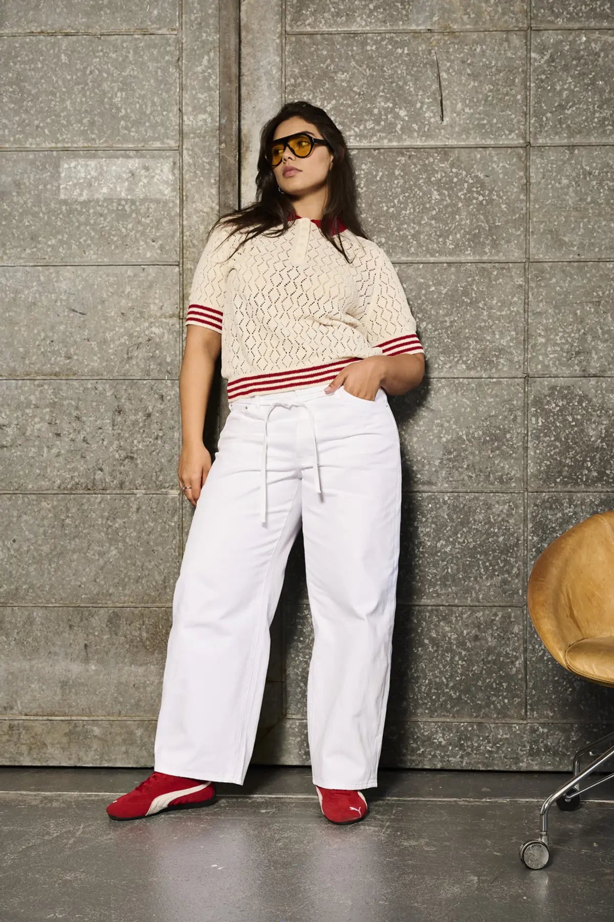 ONLY CARMAKOMA  CARSUNNY SS POINTELLE POLO KNT  BIRCH